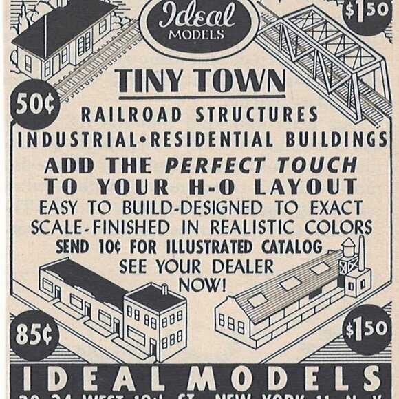Ideal Models New York NY Tiny Town Vintage Print Ad 1954 Model Railroading u - Picture 1 of 1